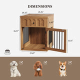 LIKEMET Dog Crate Furniture for Small Dogs, Wooden Dog Kennel with Drawer, Indoor Pet Crate End Table with 1.18-inch Tabletop, Decorative Pet Cage Dog House, Walnut LIKEMET