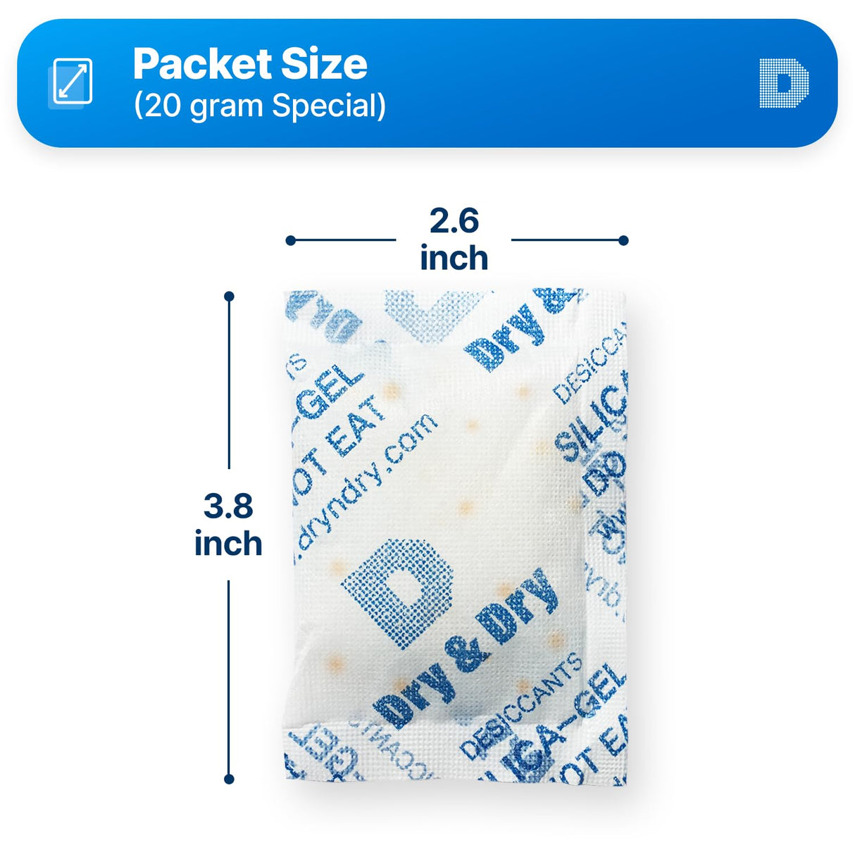 Dry & Dry 20 Gram [14 Packets] Orange Indicating Silica Gel Packets Desiccants - Food Safe Silica Packs, Silica Gel, Silica Packets, Desiccant Packs for Food Storage Dry & Dry