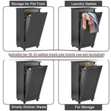 VECELO Tilt Out Kitchen Trash Bin Cabinet, Dog Proof Garbage Can with Wood Holder Free Standing Recycling, Black VECELO