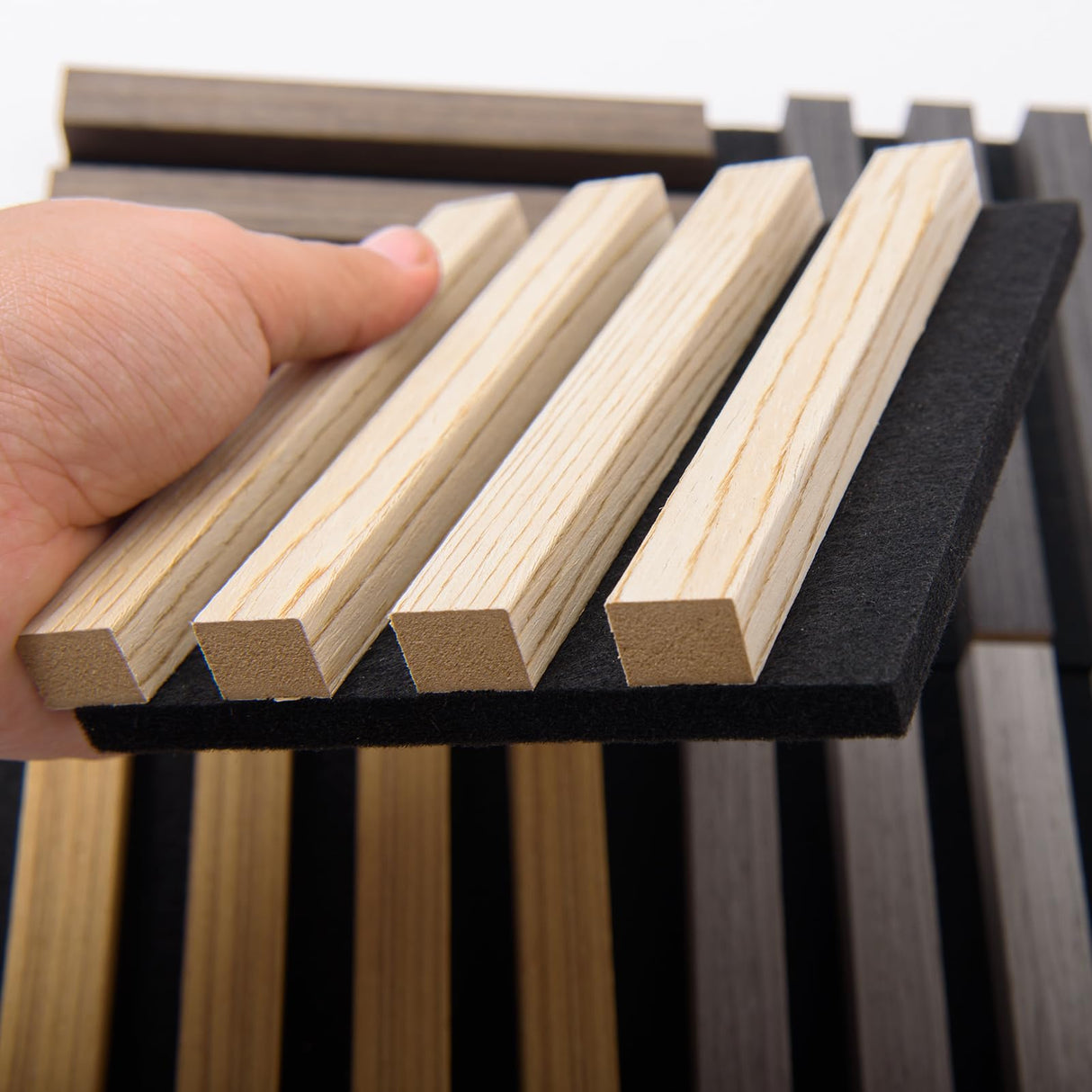 Art3d 5-Pack Sample Acoustic Wood Panels for Wall, Soundproof Wood Slat Panel for Wall and Ceiling - 5 Colors, 6" x 4.7" Art3d