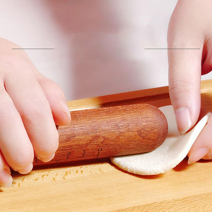 Wooden Rolling Pin, 9.8 Inch Rolling Pin with Size Scale for Kneading Dough of Baking Bread, Pizza, Cookie, Cake and Noodles (1, 25 cm)