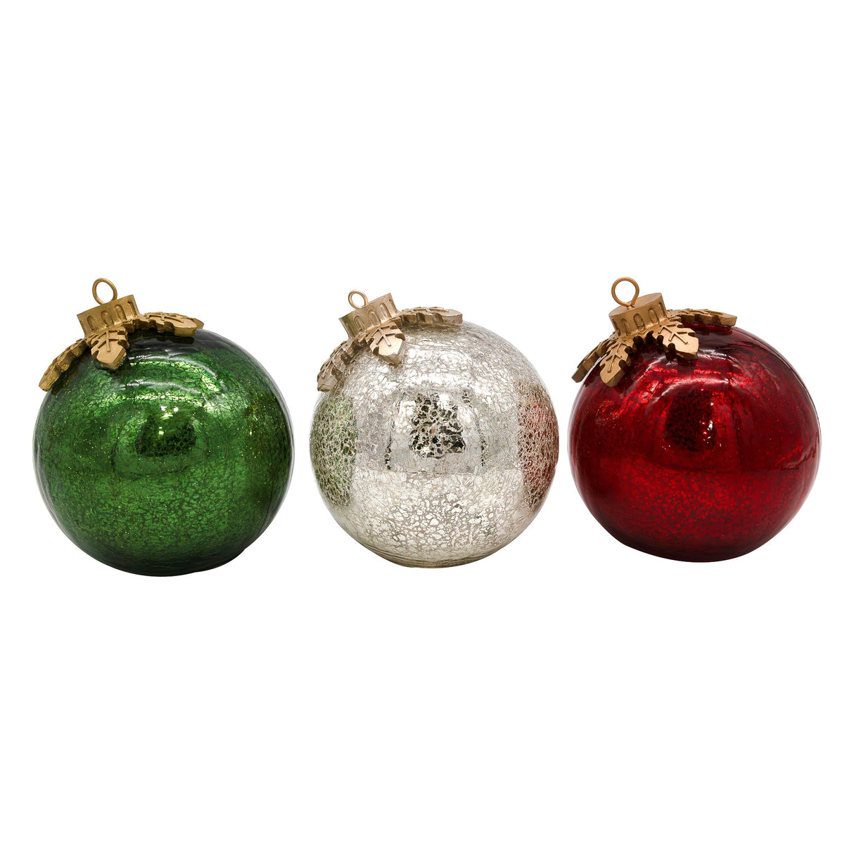 LumaBase Battery Operated Glass Tabletop Christmas Ornaments - Set of 3 Lumabase