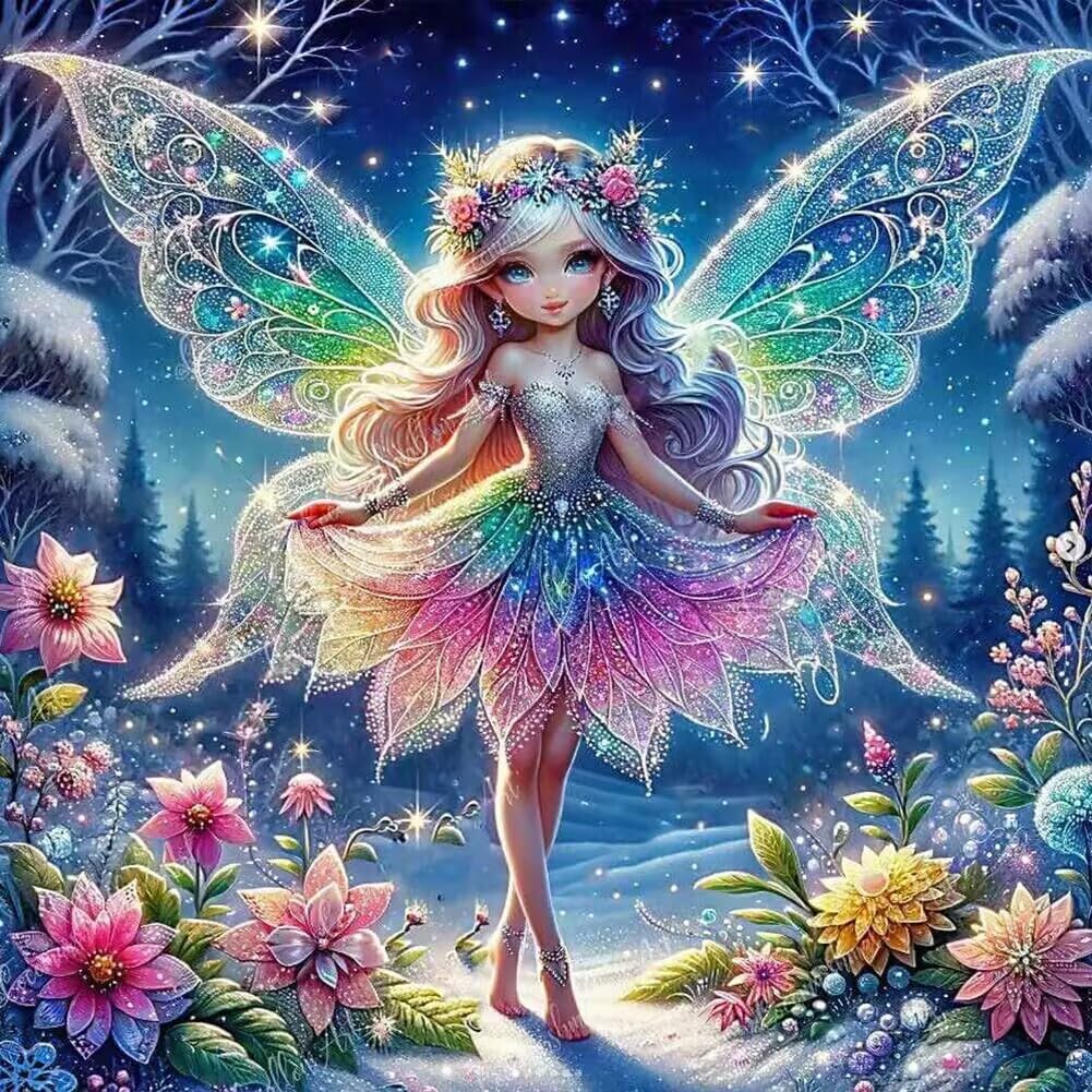Axquilon Diamond Art Kits for Adults-Round Full Drill 5D Fairy Diamond Painting Kits for Adults Beginners Paint by Diamonds Pictures Girls Gem Art Painting Kits DIY Crafts Kits 14x14inch Axquilon