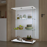 Maxtude 49.17" Tall Tempered Glass Display Cabinet with LED Lights, Curio Cabinet with 3 Shelves with 2 Door, Quick-Install Style Floor Standing Bookshelf File Cabinet for Living Room Office Maxtude