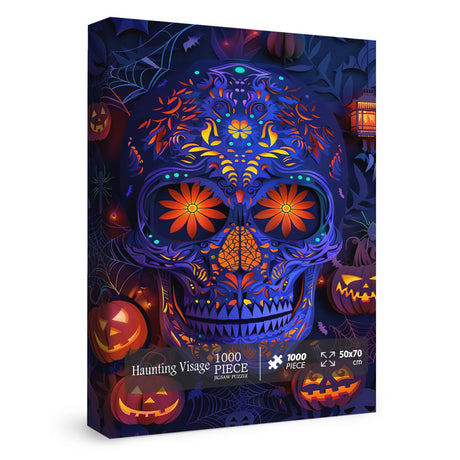 Halloween Horror Skull Puzzle for Adults 1000 Pieces, Holiday Flower Skeleton Jigsaw Puzzle, Pumpkin Ghost Spider Puzzle BBOLDIN