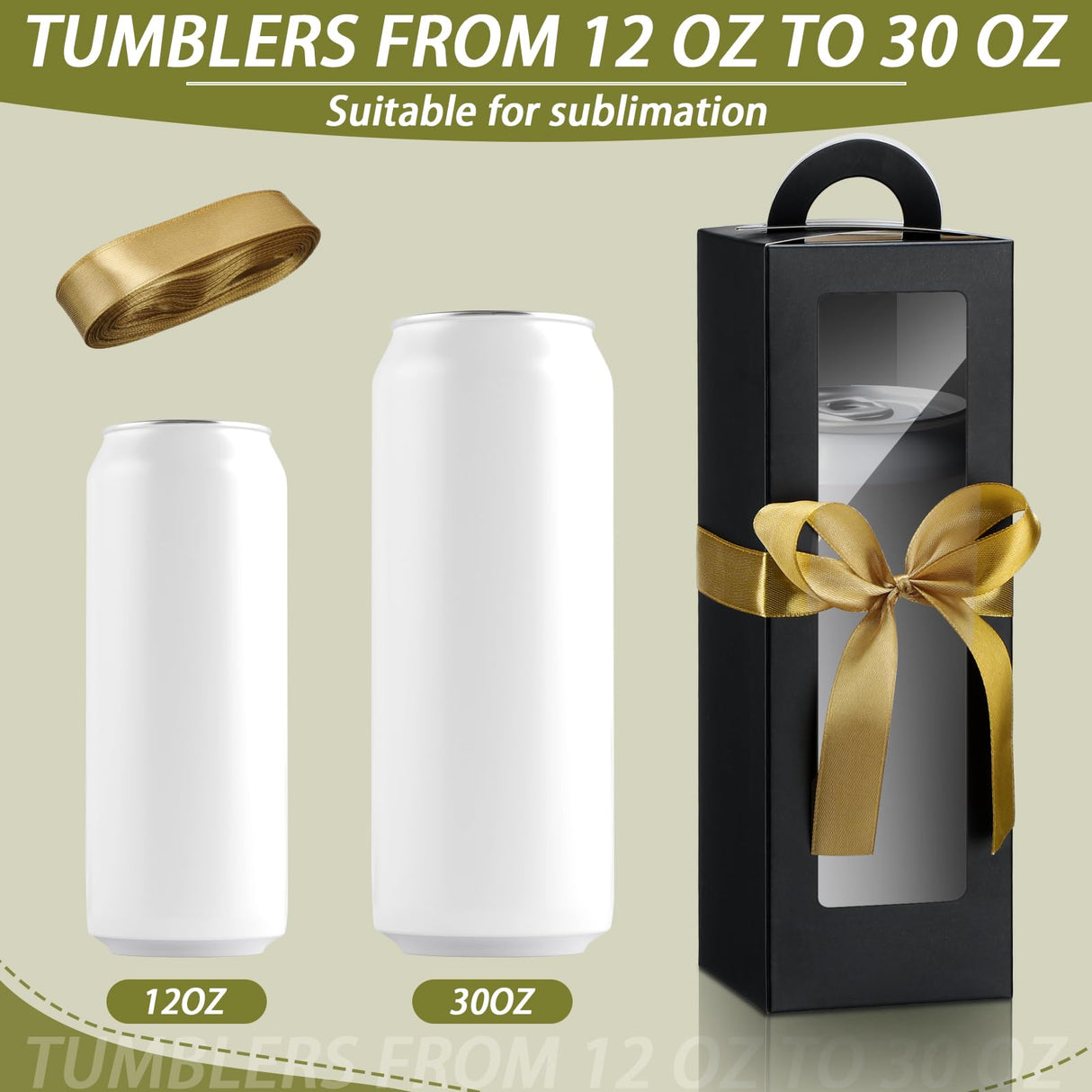 Ctosree 24 Pcs Tumbler Gift Box with Handle Gift Box for Sublimation Tumblers Heat Press Blanks Bottle clear Gift Box for Wine Bottle Cup Wrapping Packaging, 11 x 3.4 x 3.4 Inches (Black) Ctosree