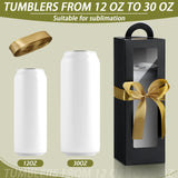 Ctosree 24 Pcs Tumbler Gift Box with Handle Gift Box for Sublimation Tumblers Heat Press Blanks Bottle clear Gift Box for Wine Bottle Cup Wrapping Packaging, 11 x 3.4 x 3.4 Inches (Black) Ctosree