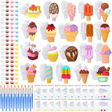 JellyArch 20 Set Ice Cream DIY Painting Kit Ceramic to Paint Your Own Ice Cream Statues Unpainted Plaster Figurines Brushes Acrylic Paints Bags Party Favor for Adults JellyArch