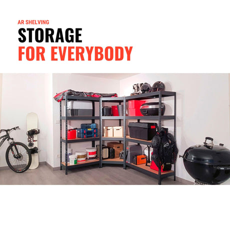 AR Shelving 2400-Lb. Capacity, 71in.H x 36in.W x 18in.D Rivet Shelving Unit, Or Combine to Make 2 Benches, Ea. 35 1/2in.H x 72in.L x 18in.D, Matte Dark Gray, Model# Garage 36/18 600 Lb. AR Shelving