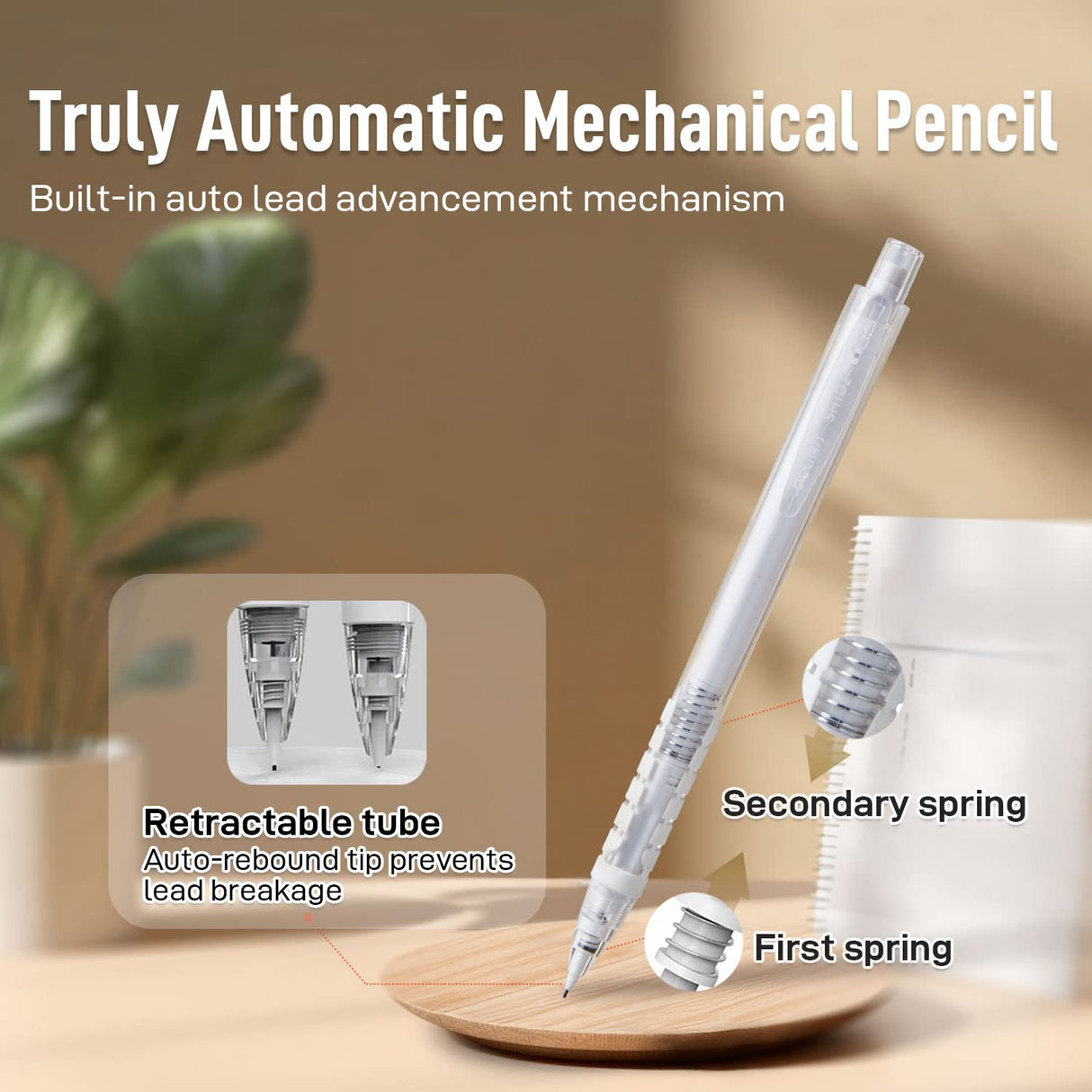Deli Mechanical Pencils Set, Automatic Lead Advances, 4 Pcs Mechanical Pencils 0.5mm & 0.7mm, 100 Pcs 0.5mm and 100 Pcs 0.7mm Pencil Leads, 4 Erasers and 6 Eraser Refills, School Office Leven