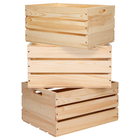 Extra Large Pine Wood Crates For Storage, Vinyl Records Storage Crates,The Storage Crates Are Made Of Pure Natural Solid Wood,Exuding Natural Pine Flavor,Unfinished Wooden Crates For Display . (3) WEASATRY