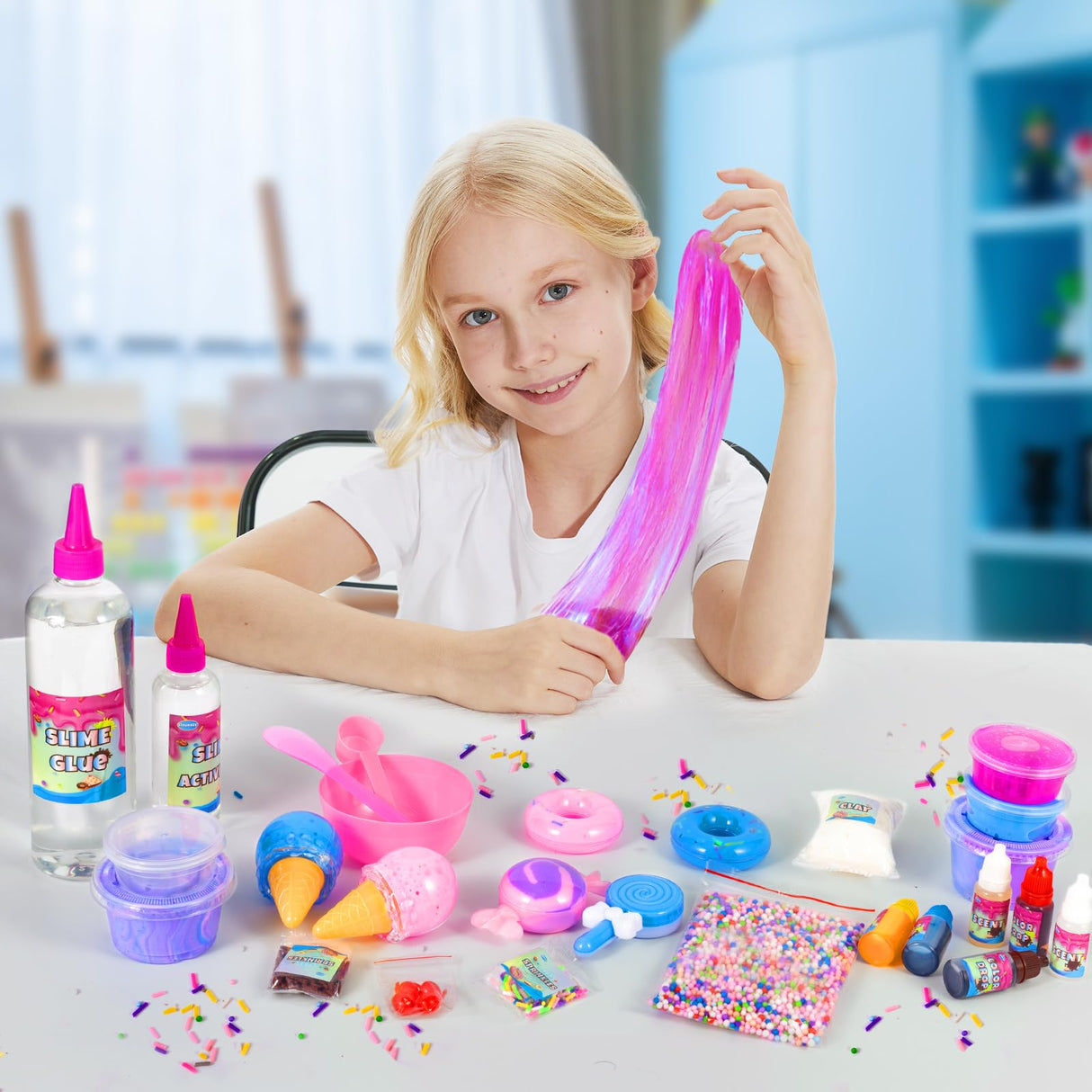 Large Party Slime Kit for Girls and Boys, Max Party Favors Slime Making Kit to Make Butter Cloud and Foam Slime, Stress Relief Toys, DIY Slime Supplies for Girls and Boys sloueasy