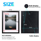 Egofine 12x16 Picture Frame Black Covered by Plexiglass Made of Solid Wood, Display Pictures 9x12 and 11x14 with Mat or 12x16 Without Mat for Table Top and Wall Mounting Egofine