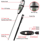 ThermoPro TP-02S Instant Read Meat Thermometer Digital Cooking Food Thermometer with Super Long Probe for Grill Candy Kitchen BBQ Smoker Oven Oil Milk Yogurt Temperature ThermoPro