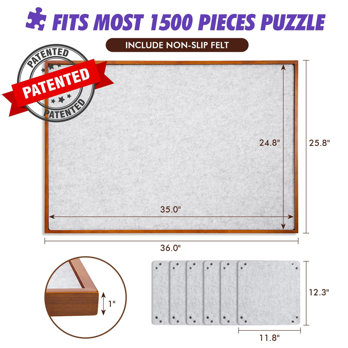 Sunix 1500PCS Puzzle Table with Legs, 36"x26" Adjustable Height & Tilt Jigsaw Puzzle Board with Drawers & Cover, Portable Folding Puzzle Table for Adults, Wooden Jigsaw Puzzle Table for Bed Sunix