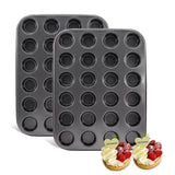 MARIWEI 2 Pack Premium Bakeware 24-Cup, Mini Muffin Pan, Dishwasher Oven Safe (Black, Steel) MARIWEI