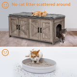 Homhedy Cat Litter Box Enclosure for 2 Cats, Litter Box Furniture Hidden with Double Room,Wooden Cat Washroom Furniture,Cat House,47.2”L x 19.7”W x 19.7”H,Greige Homhedy