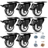 Caster Wheels - 3 Inch Casters Set of 8 Heavy Duty, BOSGEOT Locking Industrial Casters with 360 Degree No Noise Polyurethane Wheels, Swivel Plate Casters with Brake - Pack of 8 BOSGEOT
