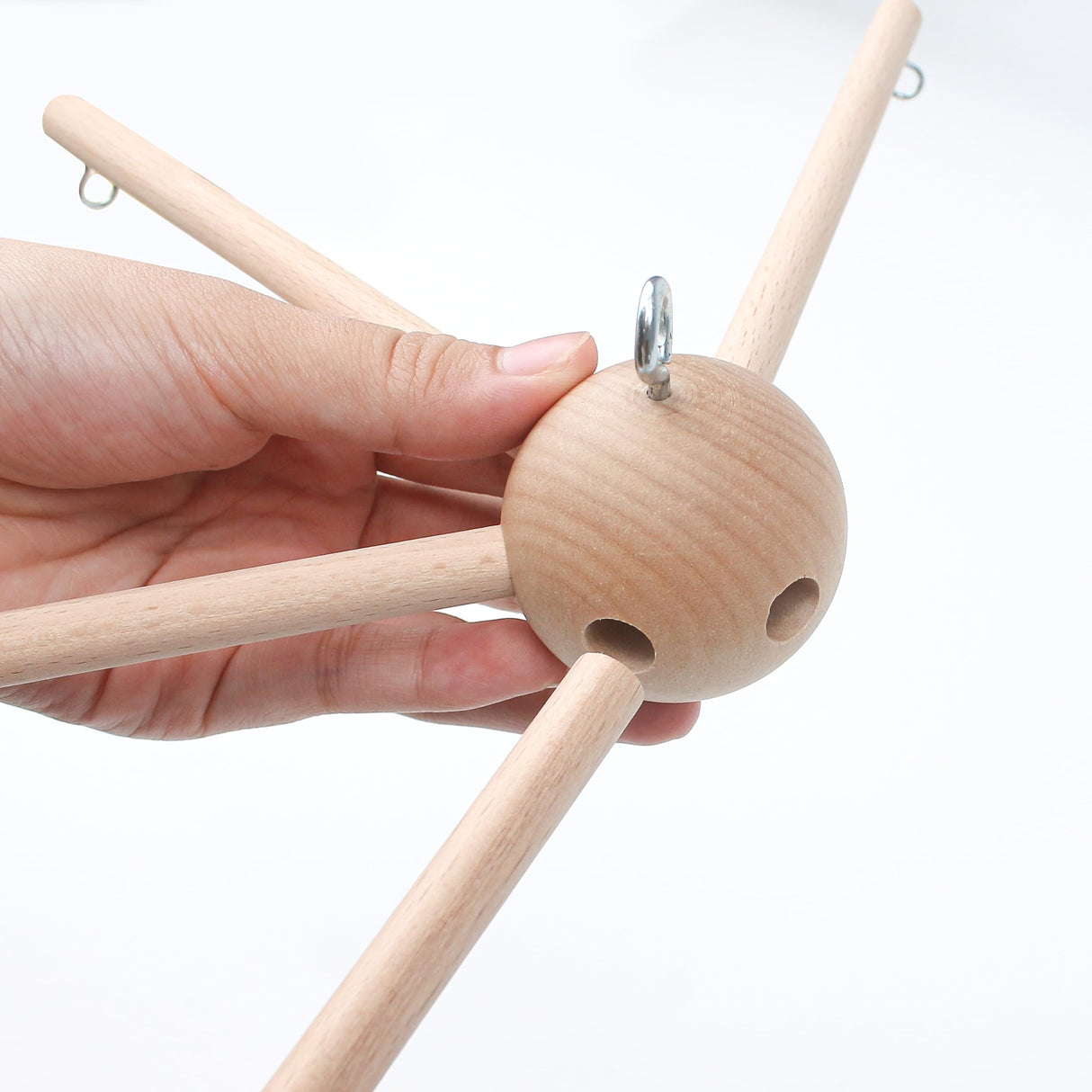 Baby Mobile Kit Frame DIY for Crib Decorative Natural Wooden Wind Chime Equipment Hanger for Infant Boy Girl Home Nursery Creative Craft Wall Balcony Hanging Toy Bell Accessories Bedroom Ceiling Decor Marsrut