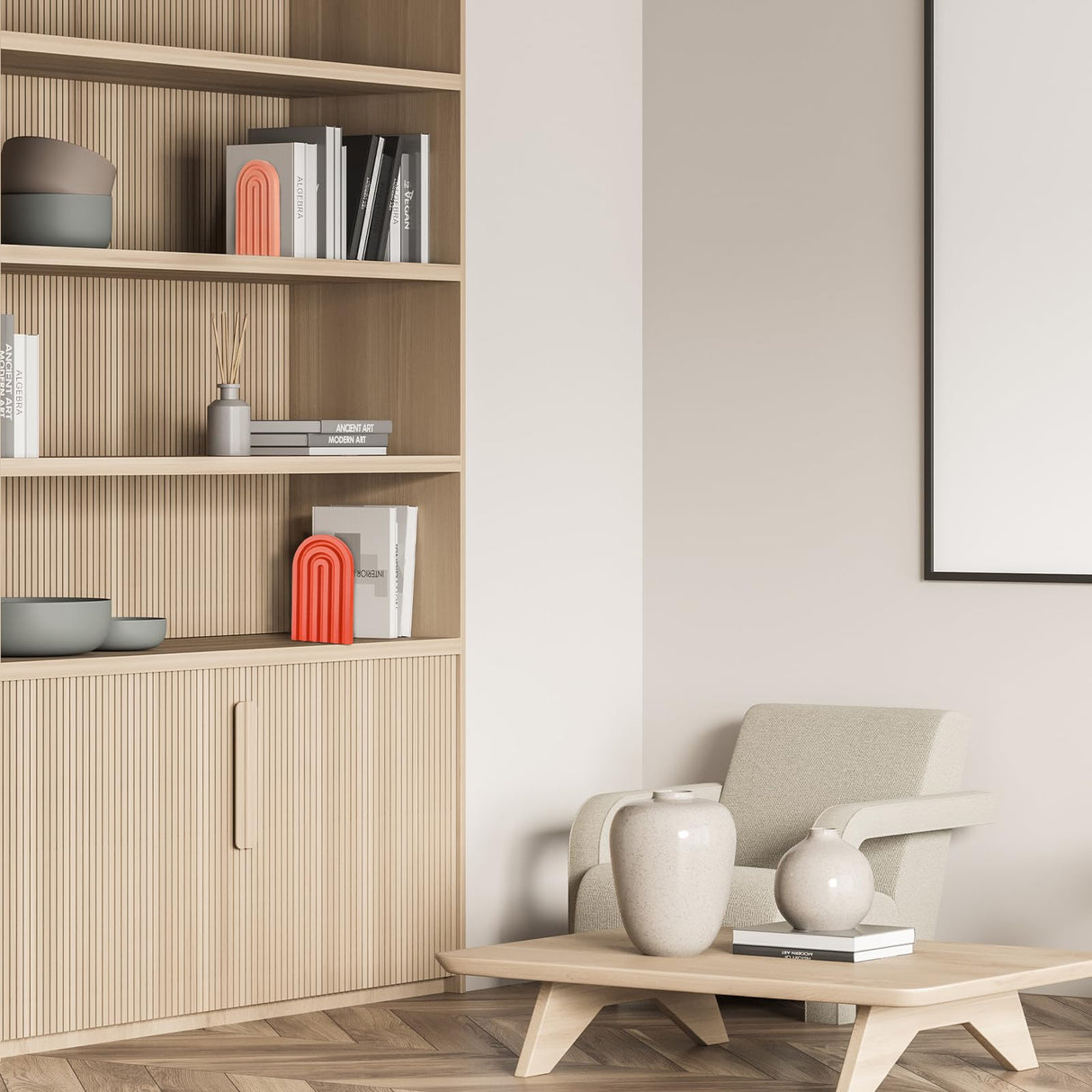 Harloon Boho Bookends Cute Boho Bookshelf Rainbow Book Ends Wood Book Stopper for Shelves Decorative Movies Cds, 5 x 4 x 3 Inch Harloon