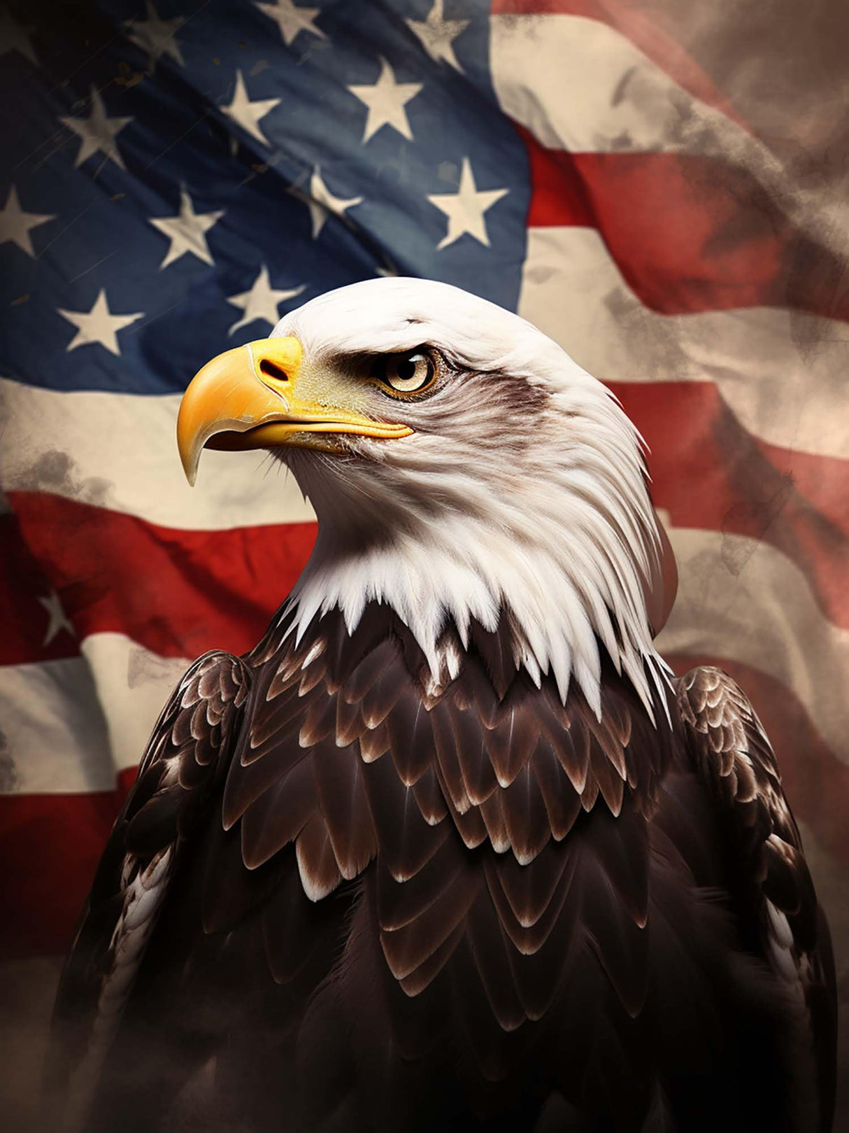 SKRYUIE 5D Eagle Diamond Painting Kits - DIY Diamond Art Kits for Adults American Flag, Full Round Drill - Crystal Cross Stitch - Adults Craft for Wall & Office Decor - 12x16 inch SKRYUIE