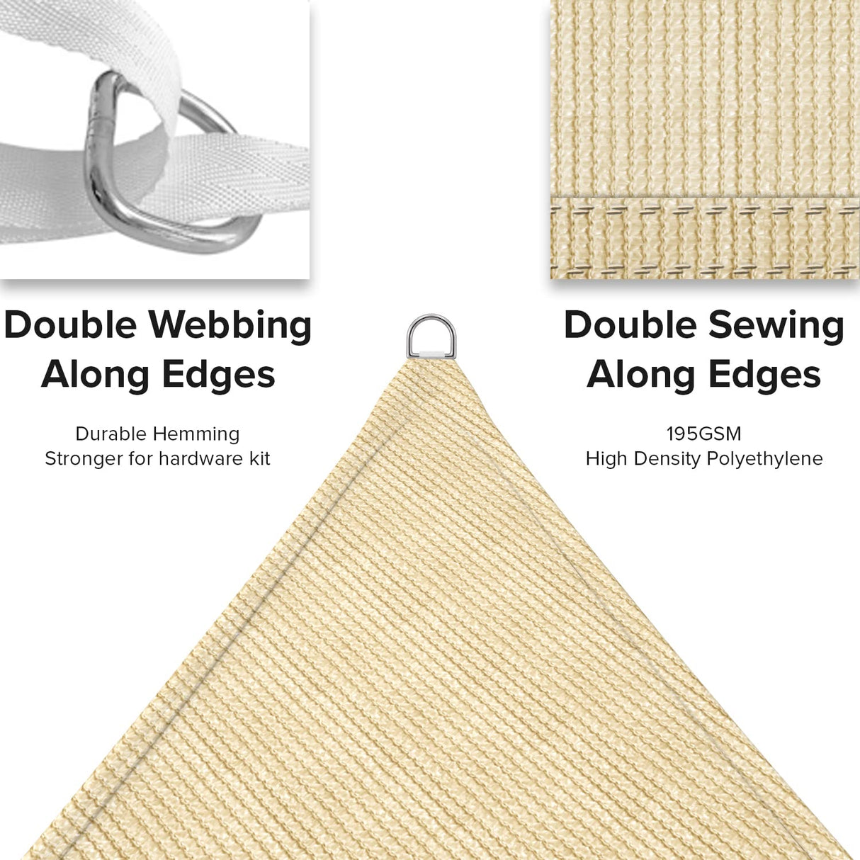 INFRANGE 16' x 18' Rectangle Sun Shade Sails Canopy UV Block for Patio Deck Pergola Yard Lawn Outdoor Activities (Sand) INFRANGE