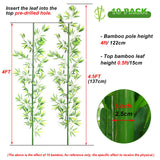 HOUSESET 4ft / 6ft Artificial Bamboo Tree 10 Pack, Fake Bamboo Plant with Encrypted Silk Leaves for Garden Yard Indoor Outdoor Decor, Privacy Waterproof Faux Plants HOUSESET