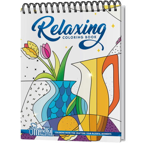 Mindful Palette Coloring Books for Adults Relaxation – 30 Stress Relief Relaxing Pattern Designs, Thick Paper, for Markers, Spiral Bound – Spiral Coloring Book for Adults, Relaxation Gifts for Women Mindful Palette