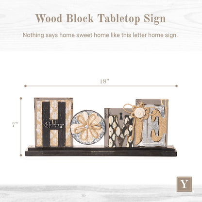 Young's Inc. Wood Block Tabletop Sign - Attractive Living Room Decor - Rustic Centerpiece Table Decorations - Home Decorations for Living Room - 17.5" W x 1.75" D x 7" H