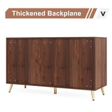 Tribesigns 47-Inch Dresser for Bedroom with 6 Drawers, Double Wide Chest of Drawers with Gold Legs, Wood and Metal Storage Dresser for Closet, 6-Drawer Dressers Cabinet (Dark Brown+Natural) Tribesigns