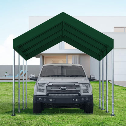 Vanteriam 10'x20' Upgraded Carport Replacement Top Canopy Cover for Car Garage Shelter Tent Party Tent with Ball Bungees Beige (Only Top Cover, Frame is not Included)