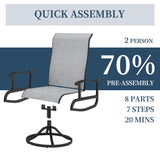 PIZZELLO Patio Swivel Chairs Set of 4 Outdoor Swivel Rocker Dining Chairs with All Weather Textilene High Back and Metal Frame, 350 LBS Capacity, Outdoor Chair Sets for Lawn Garden Backyard Deck, Gray PIZZELLO