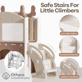 Mloong 12 in 1 Toddler Slide and Swing Set, Kids Slide for Toddlers 1-3 Years Old Baby, Indoor Outdoor with Basketball Hoop Drawing Golf for Kids Easy Assembly(Beige & Rosy Brown)(82×67×41in) mloong