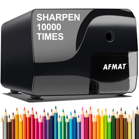 AFMAT Electric Pencil Sharpener, Heavy Duty Pencil Sharpeners, Colored Pencil Sharpner for 6-8mm Pencils, Fast Sharpen in 3-5s, 3 Sharpness Setting, Sharpen 10000 Times for School/Classroom/Teachers AFMAT