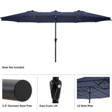 Pure Garden 50-LG1284 15' Double Sided Market Umbrella, Navy Blue Pure Garden