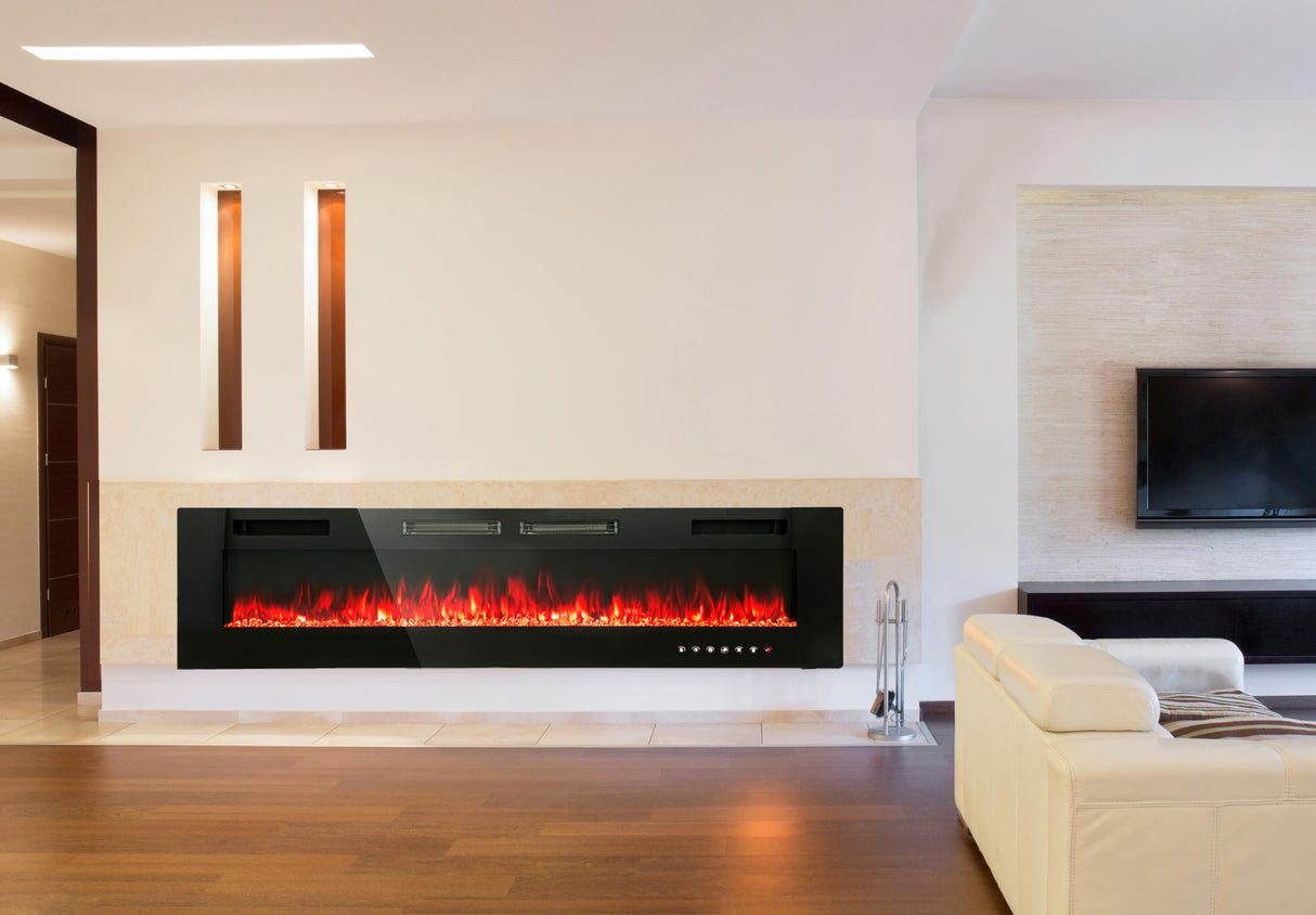 MAISON ARTS 72" Electric Fireplace Indoor Wall Mounted & Recessed Fireplace Heater with Remote Control & Touch Screen,8hrs Timer, Adjustable Flame & Bed Colors and Speed for Bedroom Living Room,1500W MAISON ARTS
