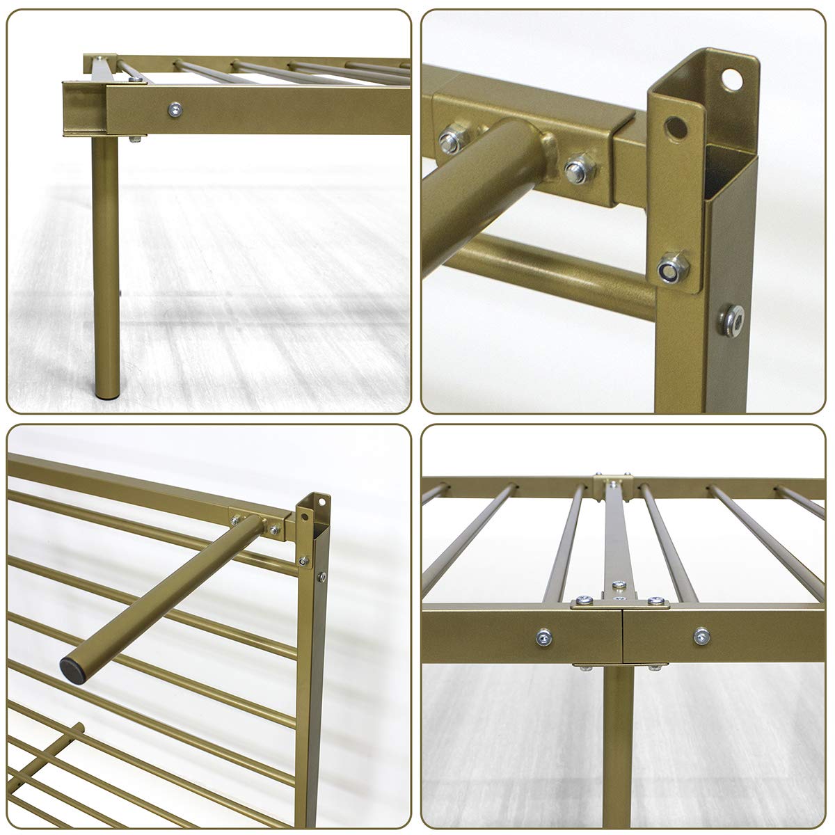 Weehom Twin Canopy Bed Frame with Headboard and Footboard, 4 Posters Metal Bed Frame, No Box Spring Needed, Mattress Foundation Platform Bed for Kids and Adults, Gold Weehom