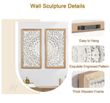 AHUONEL 2 Panel Wall Art Decor Wall Sculpture, Carved Wood Wall Decor Wall Hanging Decor, Rustic Farmhouse Wall Decor for Living Room Bedroom Entryway Hall Office Home Decor, 23"x11.5" AHUONEL