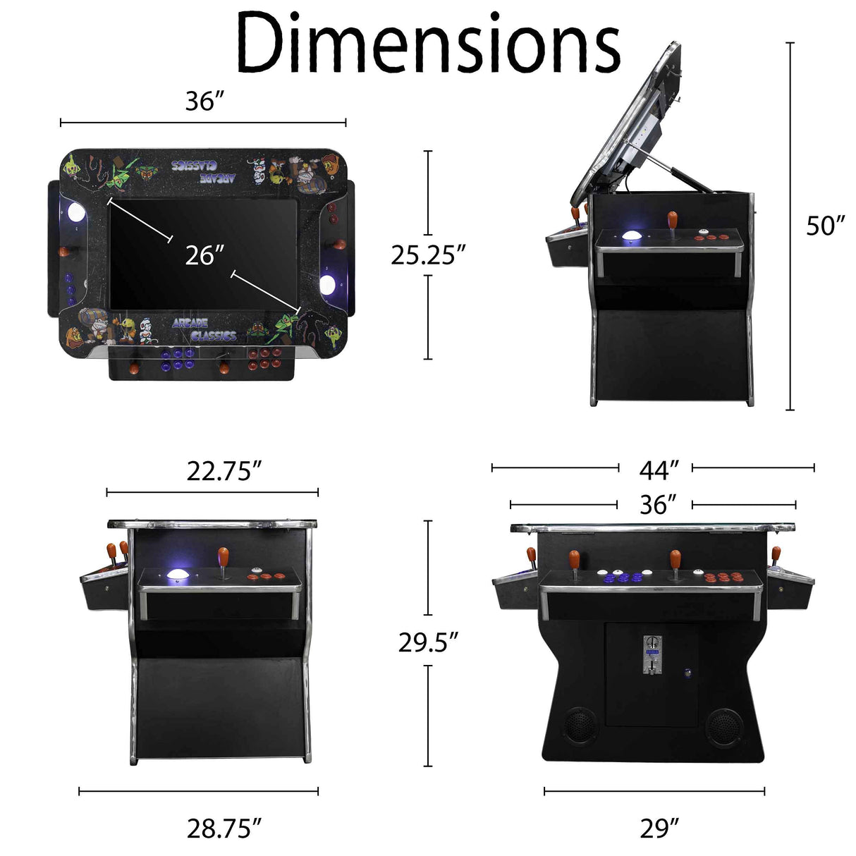 West State Gamerooms Cocktail Arcade Machine – Lift-Up Arcade Game Cabinet – Pre-Assembled 2 Player 3000 Retro Video Games Table with 26-Inch LCD Screen Track Ball and 2 Chrome Bar Stools West State Billiards