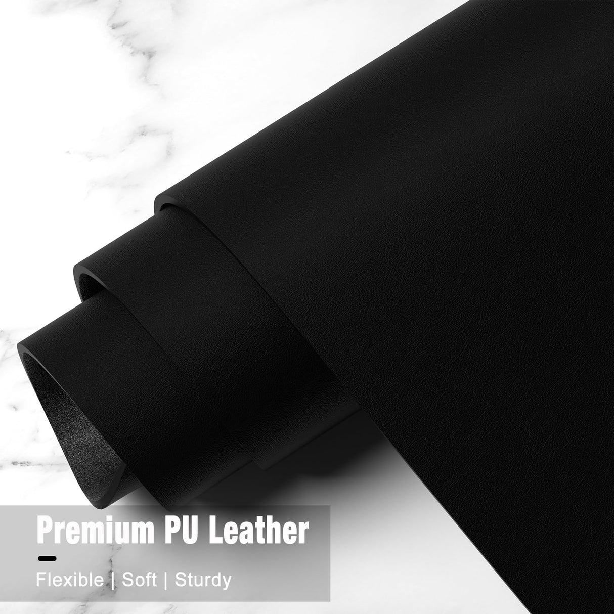 Hsurbtra Desk Pad, 48" x 17" PU Leather Desk Mat, XXXL Extended Mouse Pad, Waterproof Desktop Blotter Protector, Non-Slip Ultra Thin Large Laptop Keyboard Writing Mat for Office Home, Black Hsurbtra