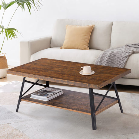 Olee Sleep Cocktail Table with Metal Legs, Rustic Brown Olee Sleep