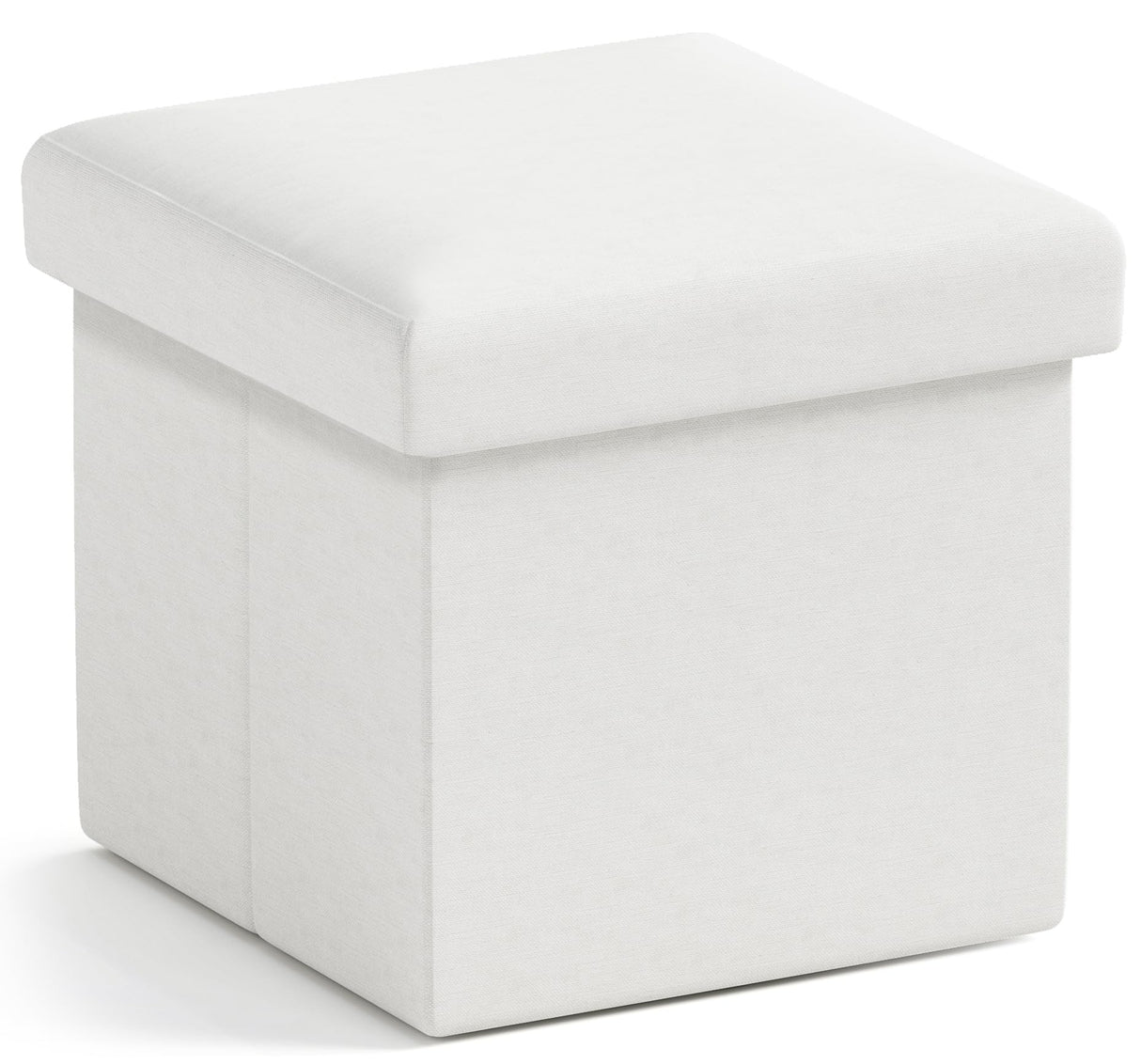 Ornavo Home Small Storage Ottoman Foldable Collapsible Cube Square Linen Ottoman Foot Rest Stool Seat, for Living Room, Bedroom, Home Office, Dorm - 12 x 12 x 12, White Ornavo Home