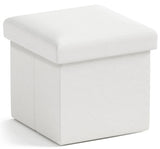 Ornavo Home Small Storage Ottoman Foldable Collapsible Cube Square Linen Ottoman Foot Rest Stool Seat, for Living Room, Bedroom, Home Office, Dorm - 12 x 12 x 12, White Ornavo Home