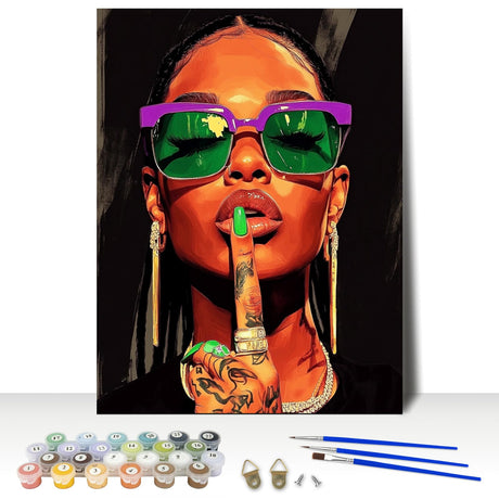 MAXBYE Fashion Portrait Paint by Numbers Kit for Adults Beginner, Trendy Lady Adult Paint by Number Kits on Canvas Without Frame, Easy Oil Paint by Numbers for Home Wall Decor Gift 12x16inch MAXBYE