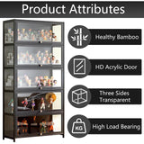 QOEUDD Curio Display Cabinet with Acrylic Glass Door, 5-Tier Tall Display Case, Curio Cabinet & Bookcase for Collectibles, Display Shelf for Home, Reading Nook, Playroom, Living Room QOEUDD