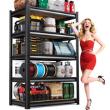 72''H Garage Shelving Heavy Duty 5-Tier Adjustable Storage Shelves Unit,2020 LBS Metal Wood Utility Rack Shelf for Industries, Warehouses, Basement,Black (72'H x 36''W x 16.1''D) LBVSKK