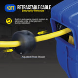 GOODYEAR Extension Cord Reel Extra Long 40 ft 14AWG 3C SJTOW, Triple Tap Connector, Heavy Duty, Slow Retraction Stop At Any Point Goodyear