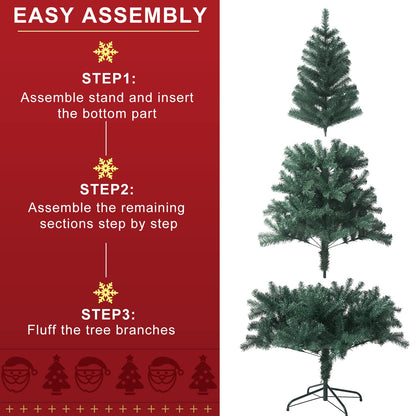 CCINEE 6ft Artificial Christmas Tree, 700 Branch Tips Green Hinged Spruce with Metal Stands, Easy Assembly, for Xmas Holidy Home Party Decoration