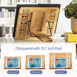 wishacc Large Size Bamboo Book Stand and Cookbook Holders for Reading Hands Free wishacc