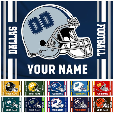 Bysincy Custom Football Diamond Painting with Name and Number, Customized Sports Fan Flag Painting with Helmet, Personnalized Football Diamond Art for Home Decor (32 Design Styles) Bysincy